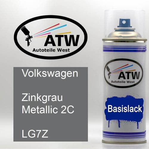 Volkswagen, Zinkgrau Metallic 2C, LG7Z: 400ml Sprühdose, von ATW Autoteile West.